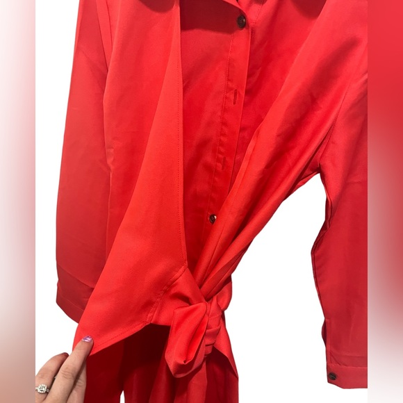 NWT Yishaleiman Red Wrap Dress - Picture 3 of 5